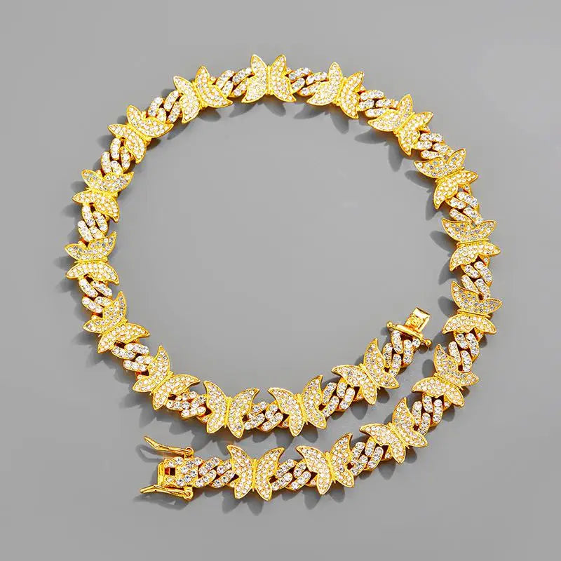 Vintage Fashion Butterfly Charm Chain Collar Secure Buckle Matching Pet And Owner Necklace Jewelry Accessories For Cat Dogs