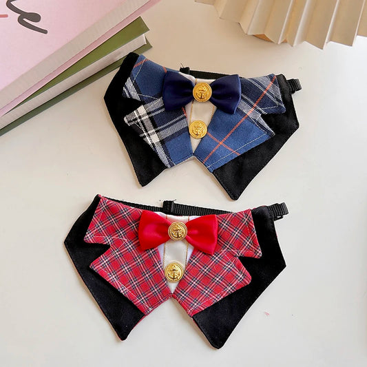 Pet Dog Jewelry Supplies Retro Red Black Blue Shawl Collars For Small Medium Dog Chihuahua Poodle Puppy Dog Cats Bib Accessories