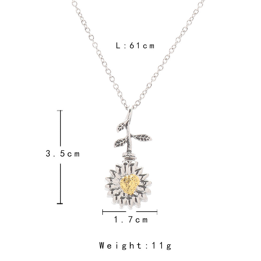 Vintage Sunflower Flower Pendant Openable Pet Urn Necklace