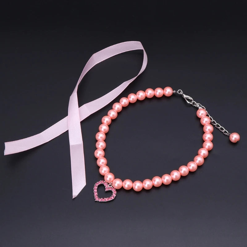 LXAF Pet Pearl Necklace Dog Pearl Collar with Lobster Clip Pets Jewelry Accessories Adjustable for Small Medium Dogs Cats