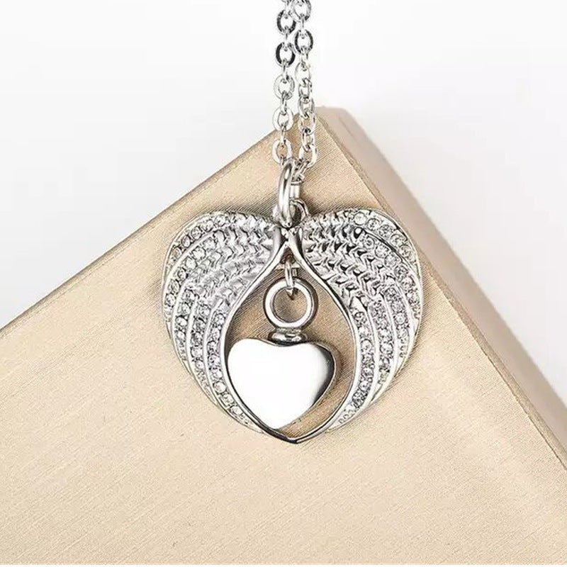 European And American Popular Angel Wings Urn Pendant Necklace