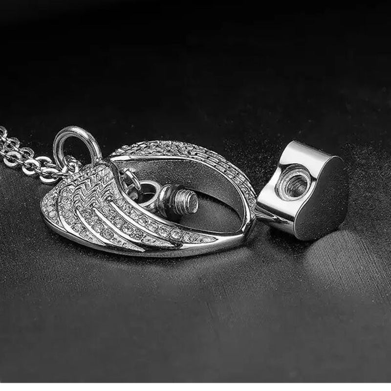 European And American Popular Angel Wings Urn Pendant Necklace