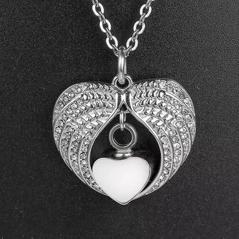 European And American Popular Angel Wings Urn Pendant Necklace