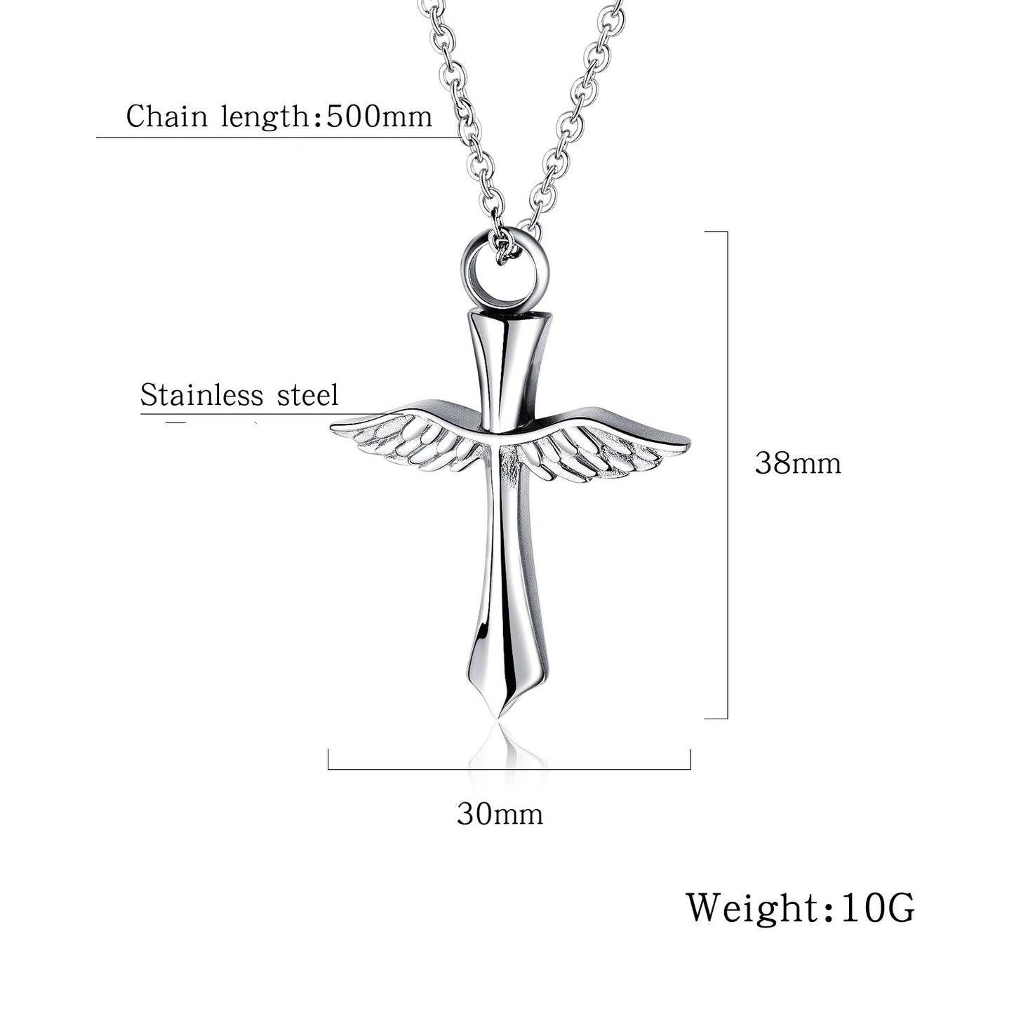 Cross Titanium Steel Necklace Male Pet Urn Pendant
