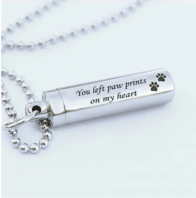 Round Titanium Steel Pendant Heart-shaped Column Cylinder Urn Necklace
