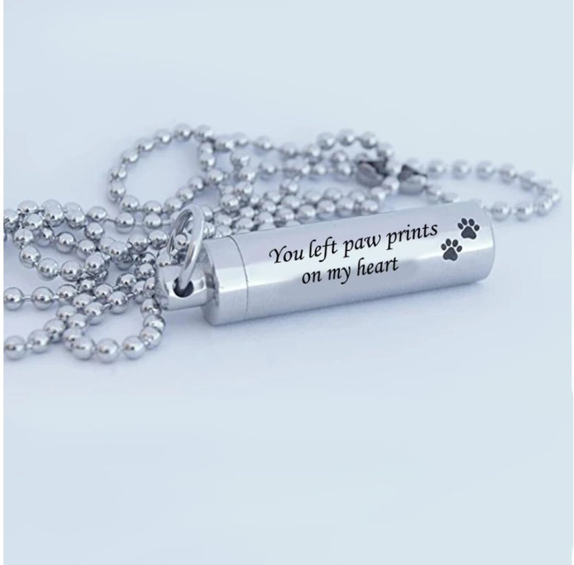 Round Titanium Steel Pendant Heart-shaped Column Cylinder Urn Necklace