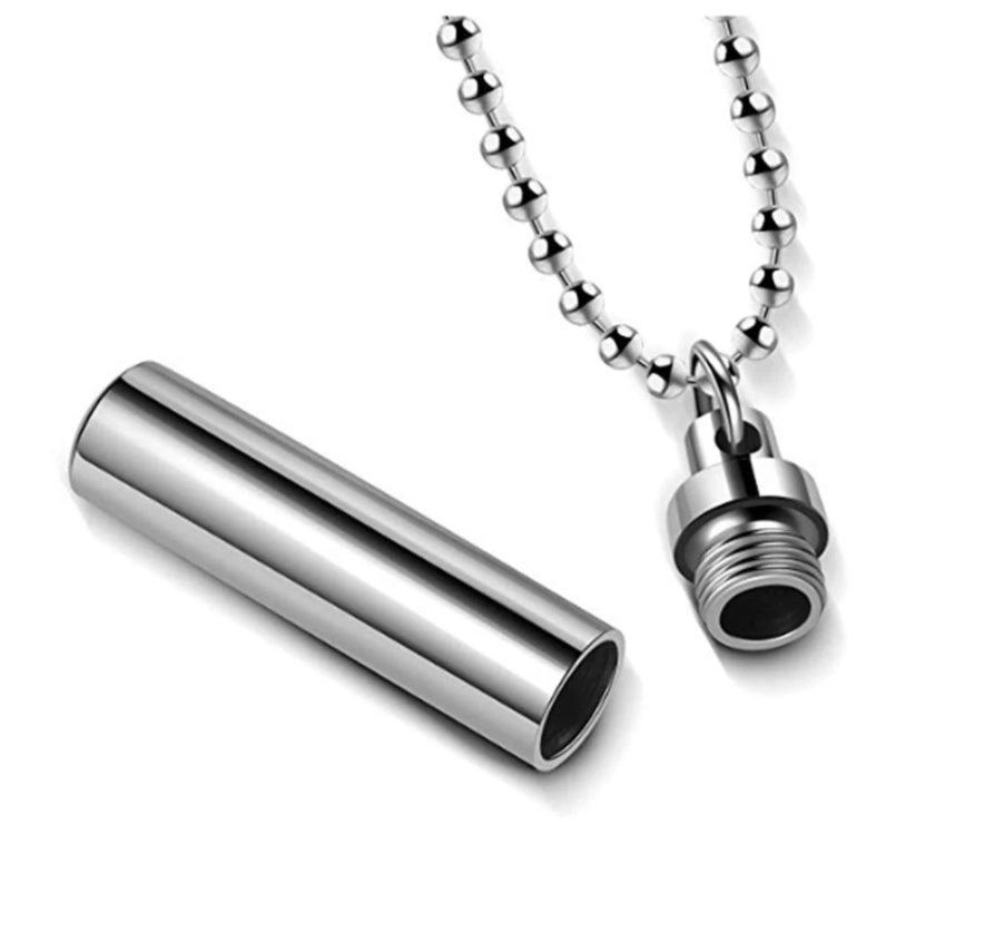 Round Titanium Steel Pendant Heart-shaped Column Cylinder Urn Necklace