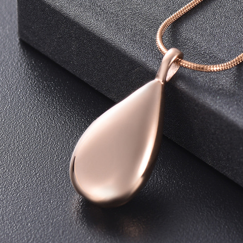 Titanium Steel Drop Shape Urn Pendant Necklace Jewelry