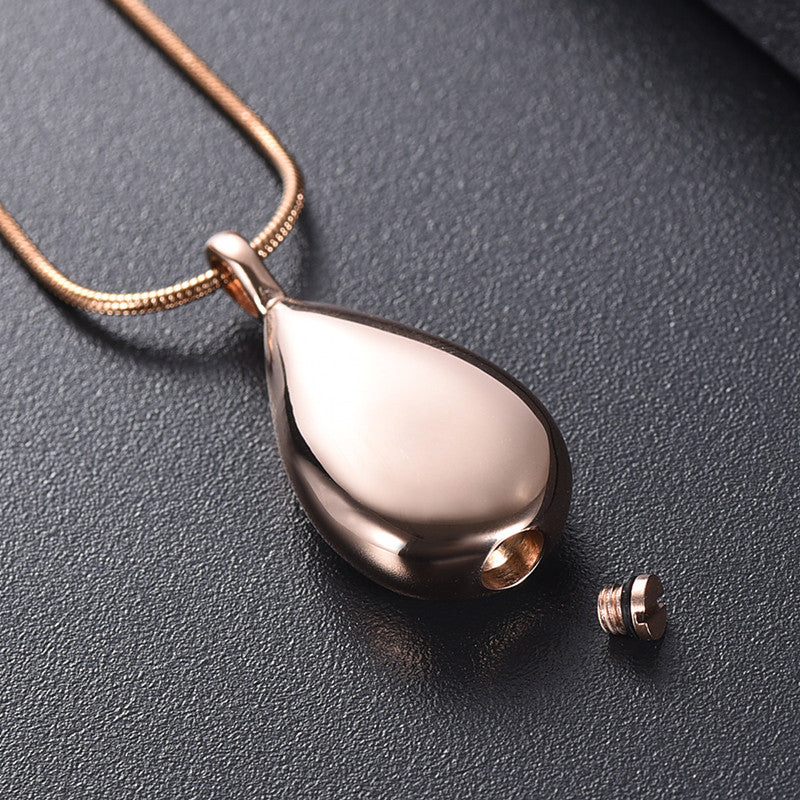 Titanium Steel Drop Shape Urn Pendant Necklace Jewelry