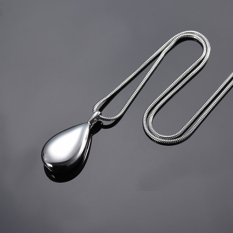 Titanium Steel Drop Shape Urn Pendant Necklace Jewelry