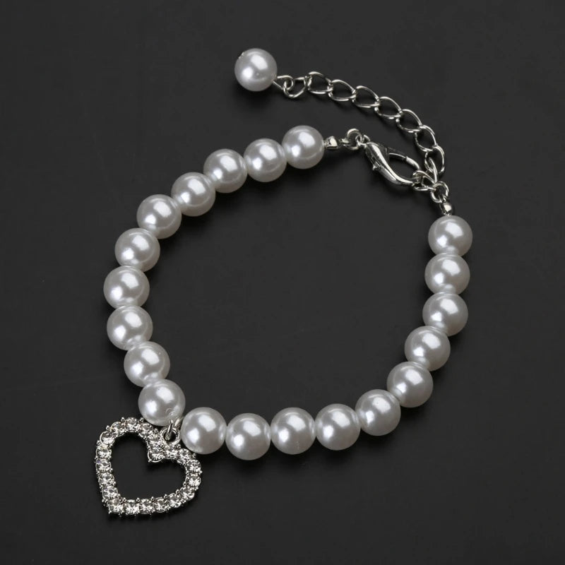 LXAF Pet Pearl Necklace Dog Pearl Collar with Lobster Clip Pets Jewelry Accessories Adjustable for Small Medium Dogs Cats