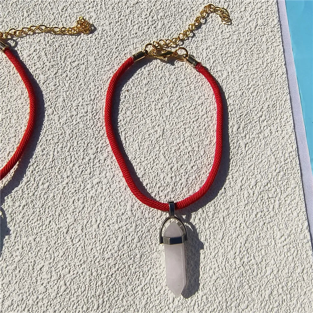 Luxury Dog Cat Necklace Jewelry with Crystal Pendant Red Rope Cat Collar Pet Grooming Birthday Costume Accessories