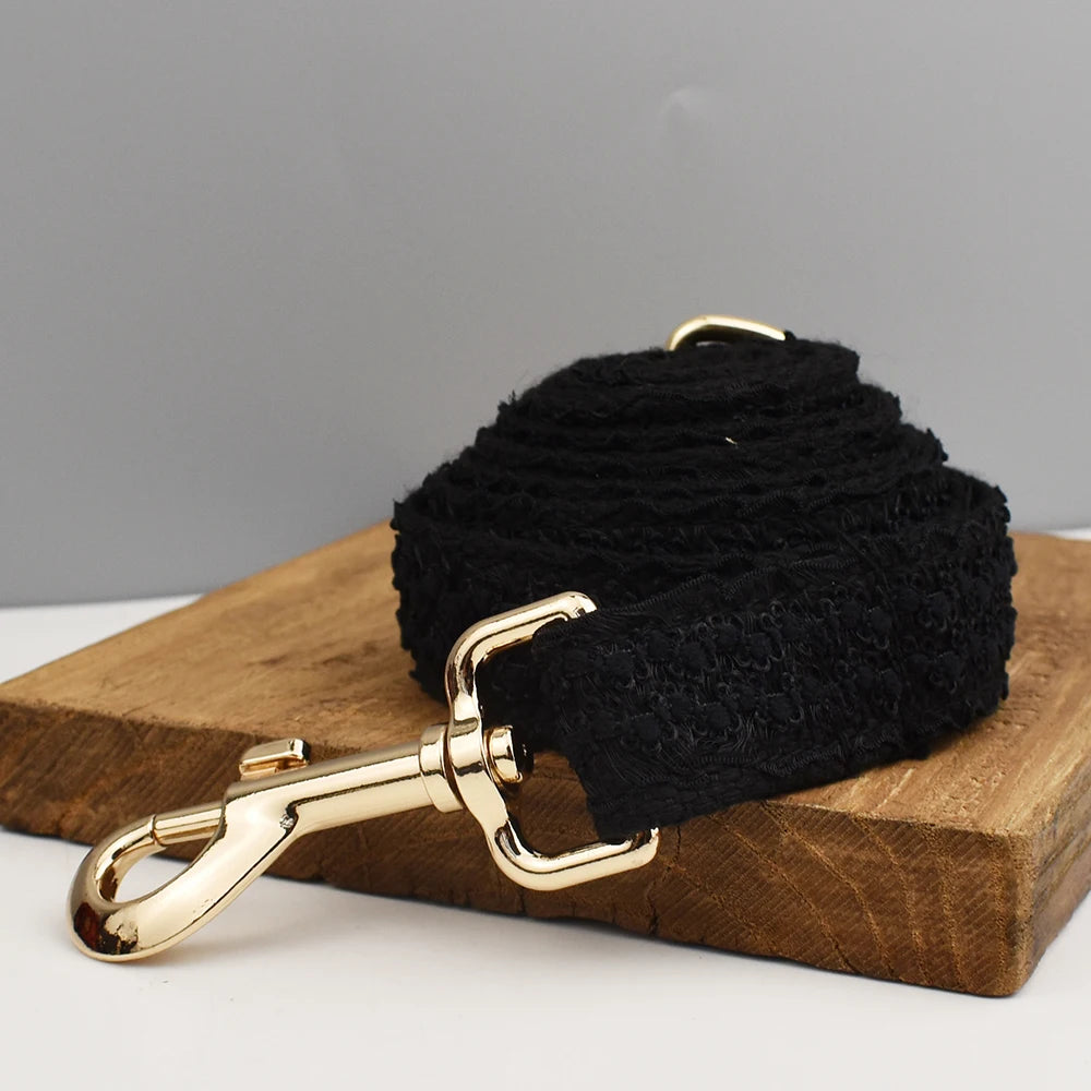 Blace Lace  Dog Collar Personalizd  Custom Engraved Nameplate Pet Wedding Collar Harness For Dogs Dog Accessories Luxury Lace03