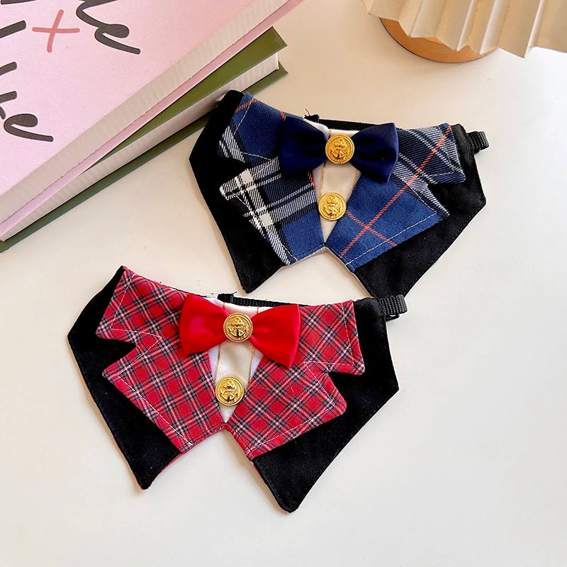 Pet Dog Jewelry Supplies Retro Red Black Blue Shawl Collars For Small Medium Dog Chihuahua Poodle Puppy Dog Cats Bib Accessories