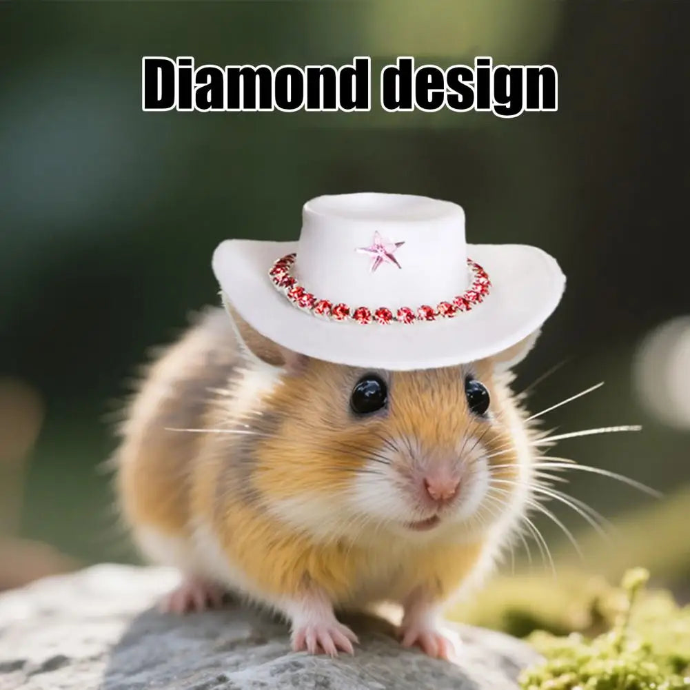 Lightweight Pet Hat Unique Hat Western Cowboy Hat for Small Rhinestone Star Design Mini Pet Costume Accessory for Guinea Pigs