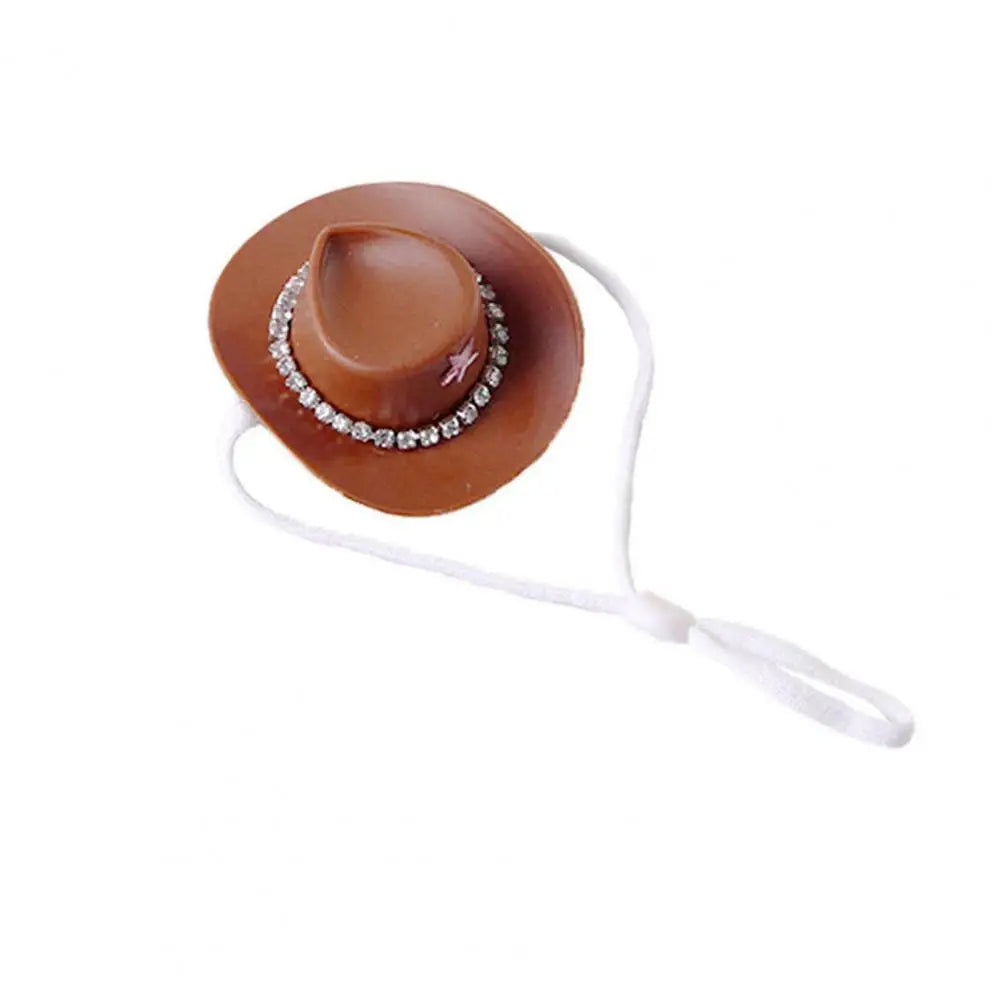 Lightweight Pet Hat Unique Hat Western Cowboy Hat for Small Rhinestone Star Design Mini Pet Costume Accessory for Guinea Pigs