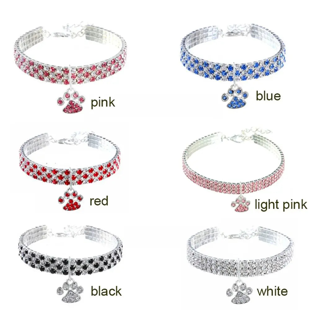 Bling Rhinestone for Small Dog Kitten Collar Cats Footprints Necklace Cat Collar Pet Supplies Pet Pendant Dog Collars