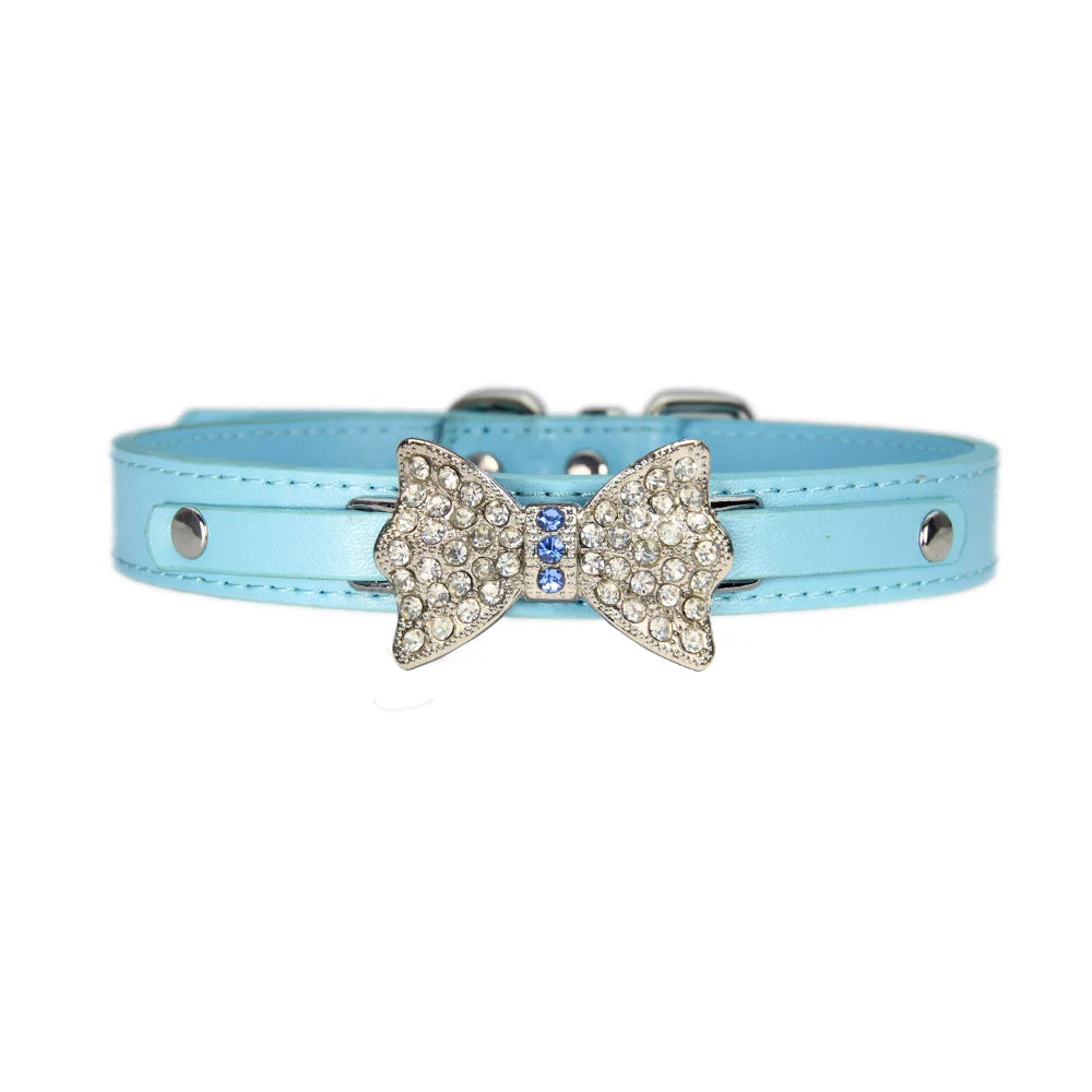 Pink Rhinestone Dog Collar  for Big Dog PU Leather Leash for dogs adjustable Pet necklace Pets Accessories for Dogs Safety