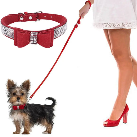 Soft Suede Leather Cat Collar Bling Rhinestone Cats Collars With Bell Safety Breakaway Pet Puppy Necklace Adjustable