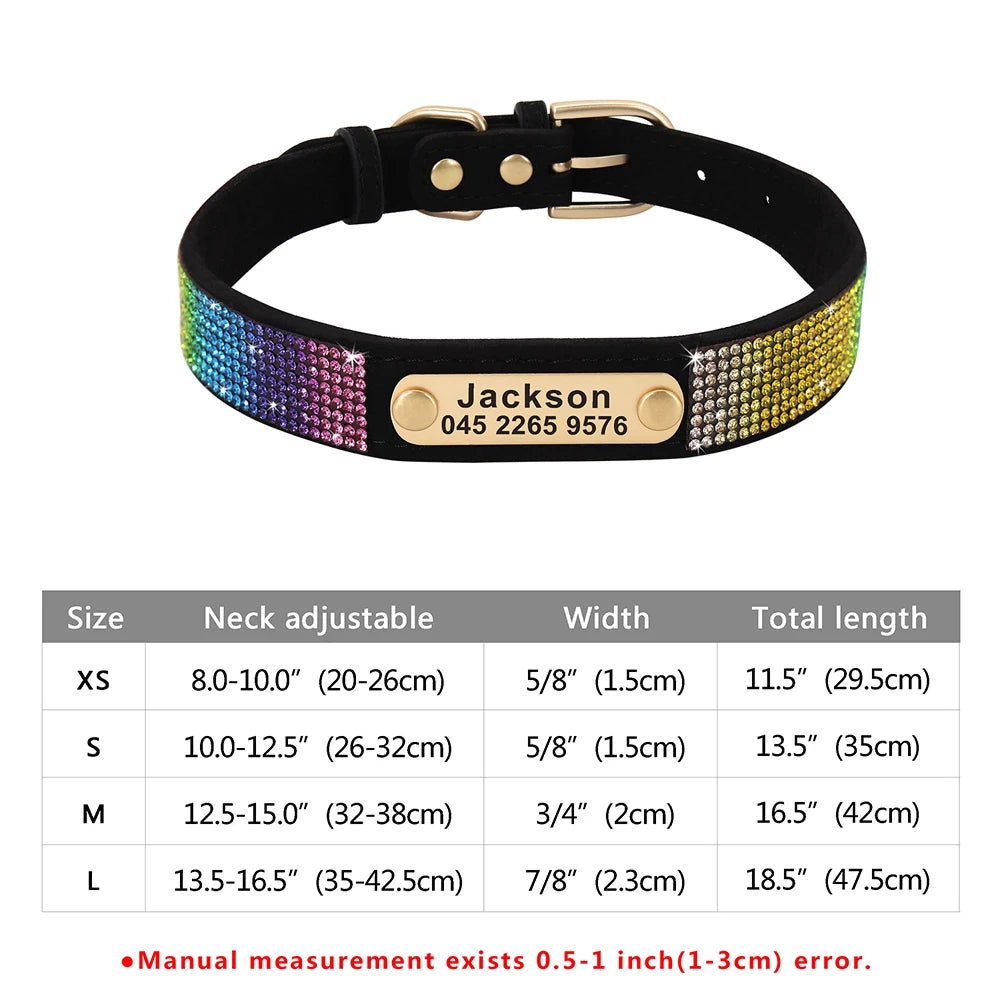 Personalized Cat Collar Bling Rhinestone Small Dog Cats Collars Free Custom Kitten Puppy Nameplate ID Necklace Pet Accessories