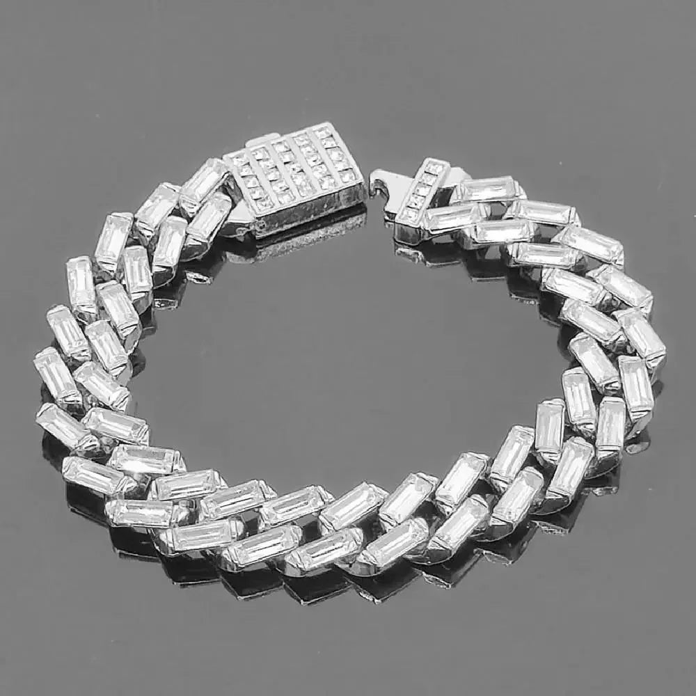 New Dog Collars Bling 13mm Green Stone Diamondd Cuban Chain Cat Necklace Gold Silver Color Pet Jewelry Accessories