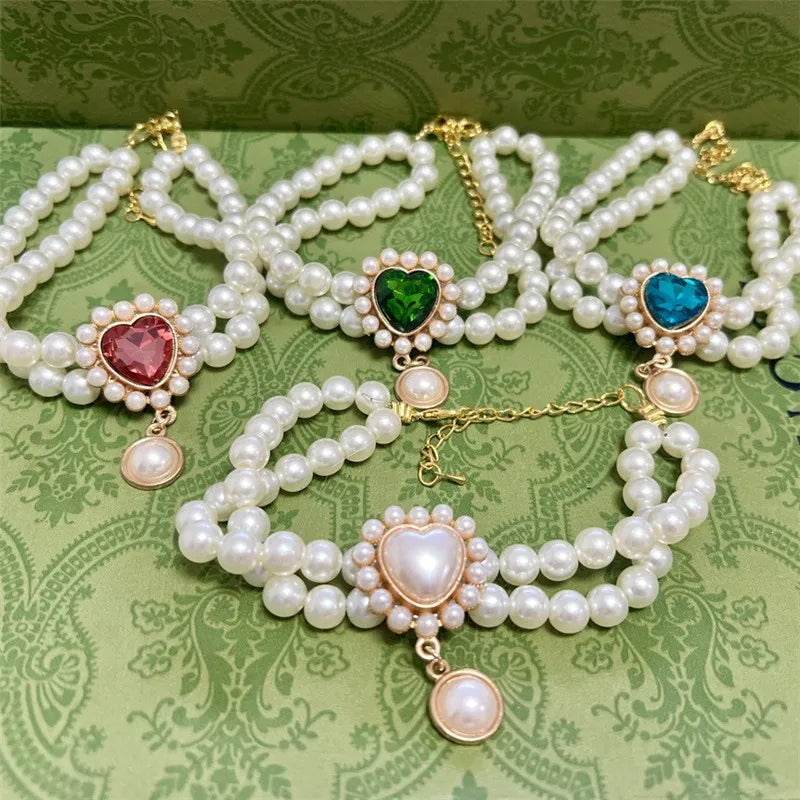 Dog Cat Pearl Collar for Small Dogs Pet Cat Necklace with Luxury Crystal Charms for Wedding Birthday Jewelry Costume Accessories