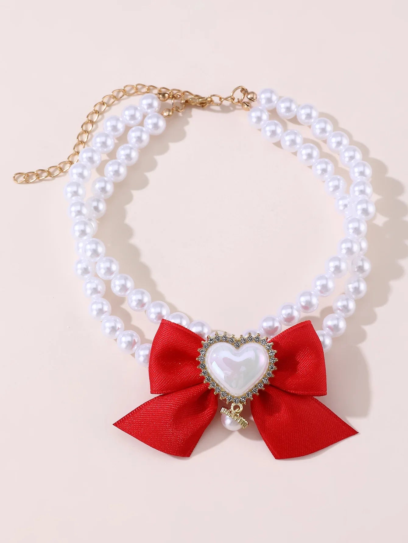 Luxurious Pet Pearl Bow Necklace Dog Collar Little Cat Bell Necklace Vintage Jewelry Pearl Lady Bow Dog Collar Cat Accessories