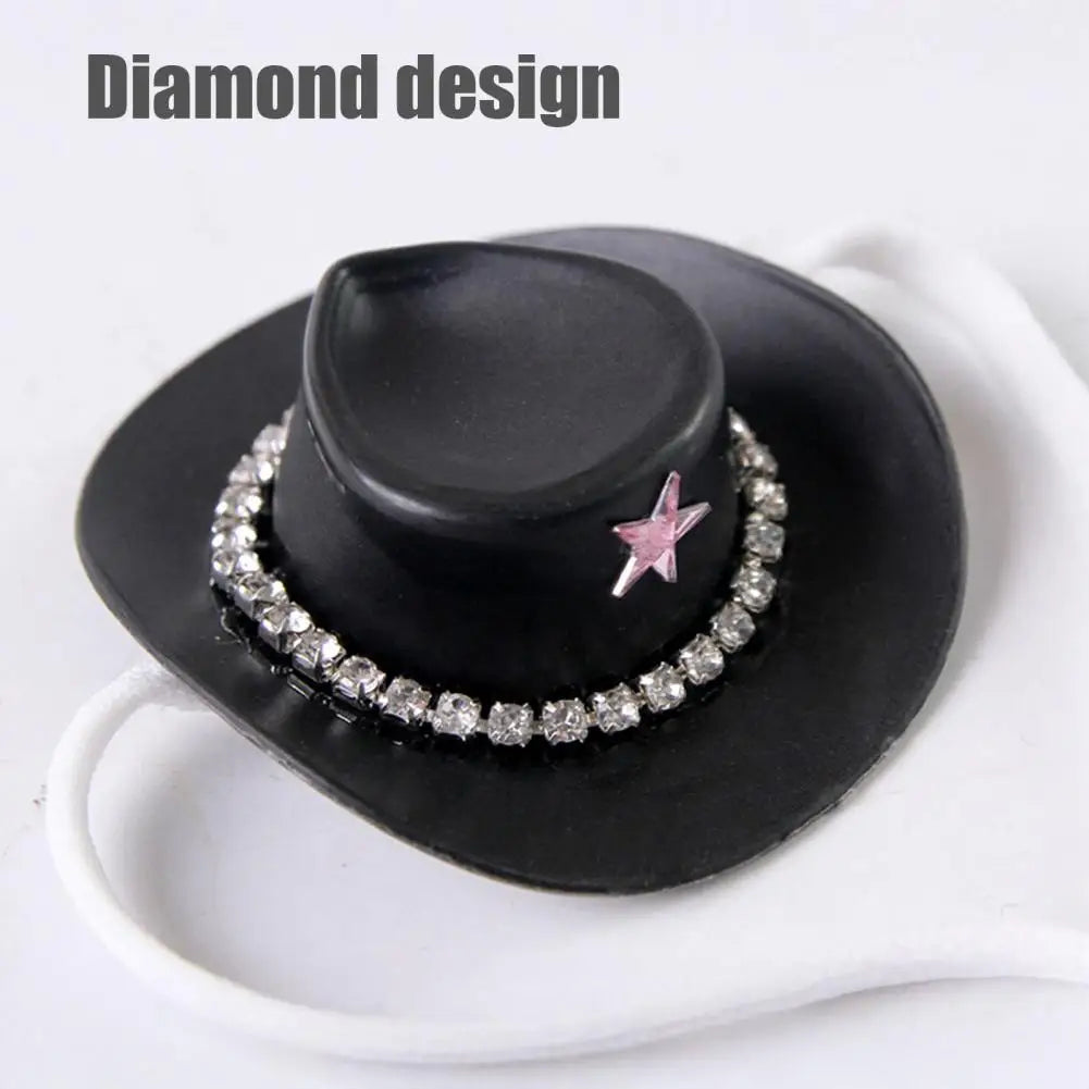 Lightweight Pet Hat Unique Hat Western Cowboy Hat for Small Rhinestone Star Design Mini Pet Costume Accessory for Guinea Pigs