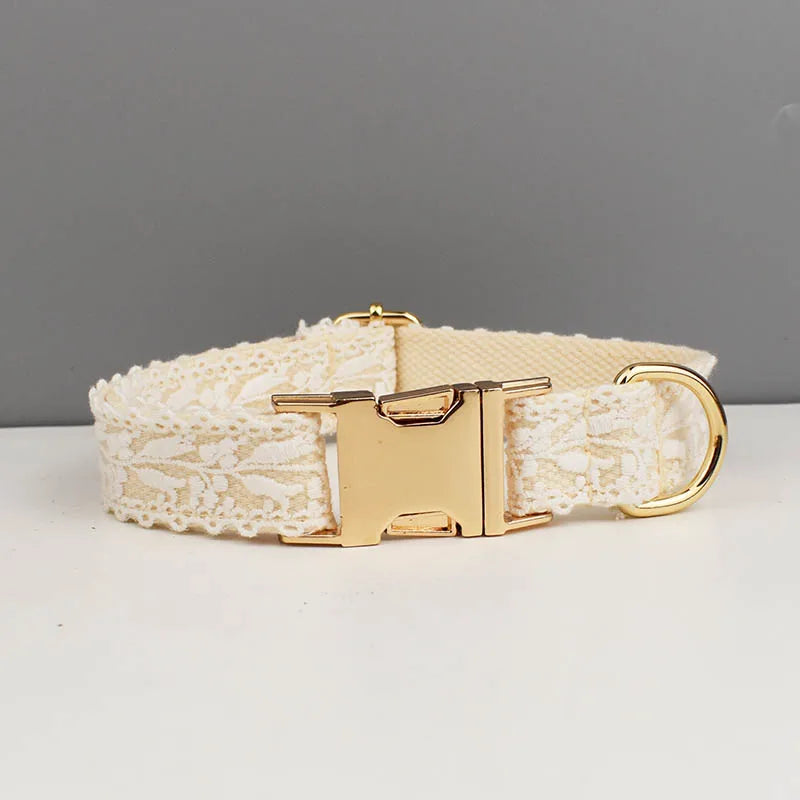 Lace  Dog Collar Personalizd  Custom Engraved Nameplate Pet Wedding Collar Harness For Dogs Dog Accessories Luxury Lace03