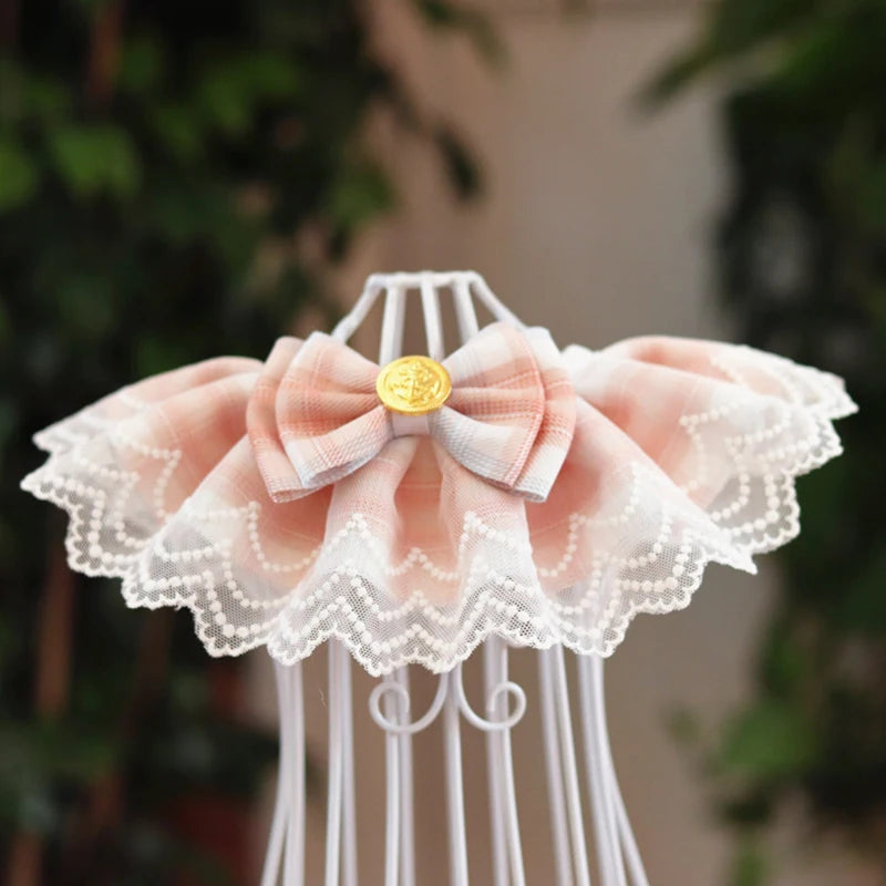 1PC Cute Pet Lace Bib Saliva Towel With Bow Lattice Flower Cat Dog Pet Necklace Decoration Collar Bandana Pet Accessories Hot