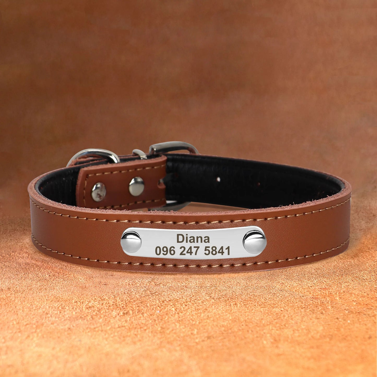 Personalized Leather Dog Cat Collar Adjustable Engraved Pet Kitten Puppy ID Name Tag Accessories Collars For Small Medium Dogs