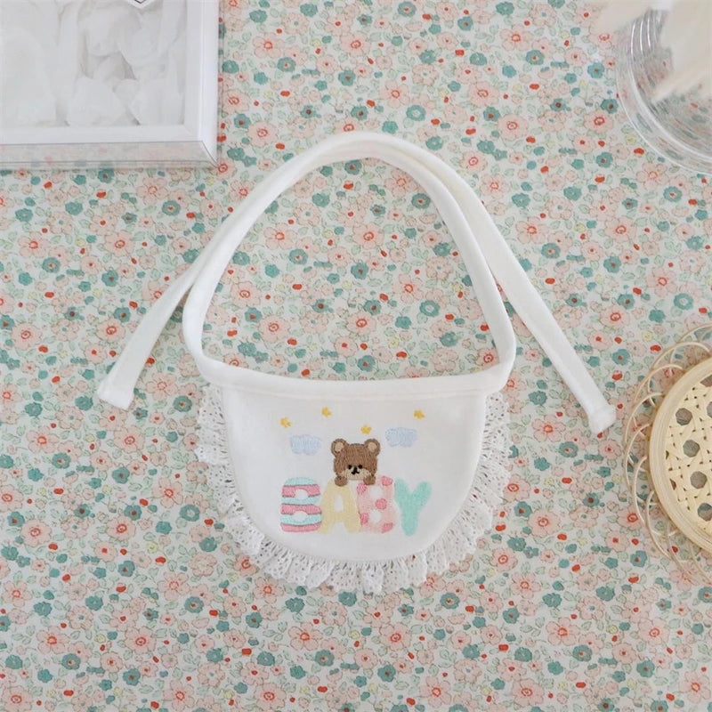 Cute Bear Hollow Pet Dogs Neck Accessories Soft Cotton Birthday Bandage Collar for Small Medium Dogs Lace Up Puppy Kitten Bibs