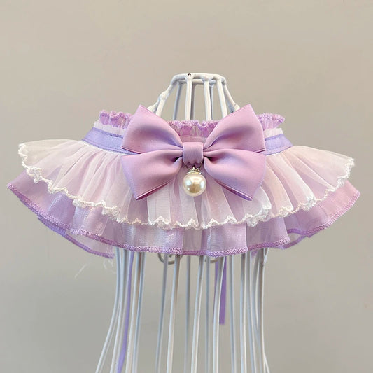 Pink Purple Blue Cute Dog's Collars Bib Fashion Cotton Lace Bow Neckerchief Jewelry Accessories Pet Supplies Puppy Bibs Poodle