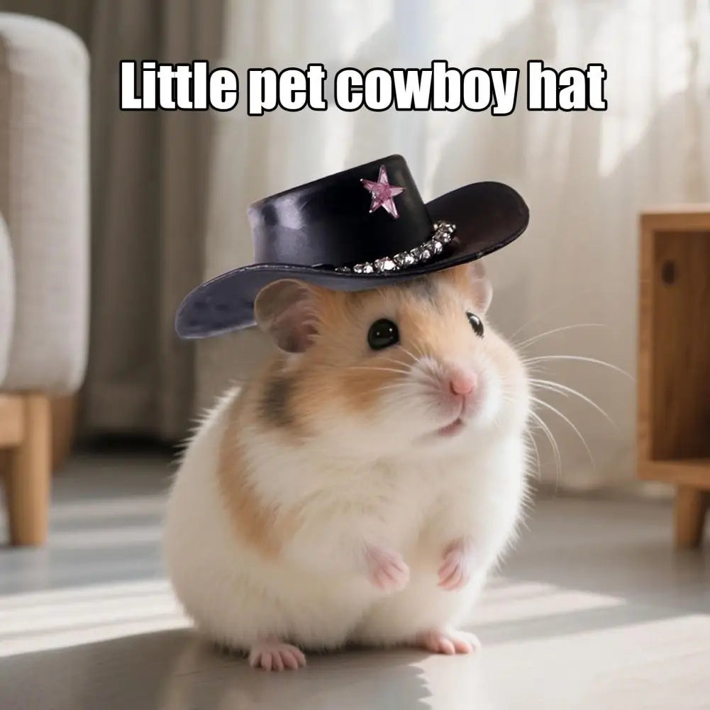 Lightweight Pet Hat Unique Hat Western Cowboy Hat for Small Rhinestone Star Design Mini Pet Costume Accessory for Guinea Pigs