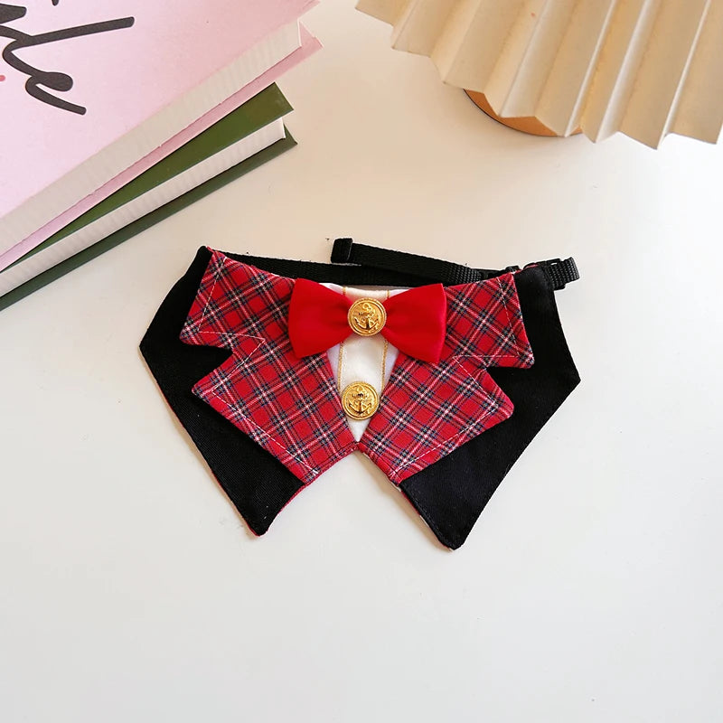 Pet Dog Jewelry Supplies Retro Red Black Blue Shawl Collars For Small Medium Dog Chihuahua Poodle Puppy Dog Cats Bib Accessories