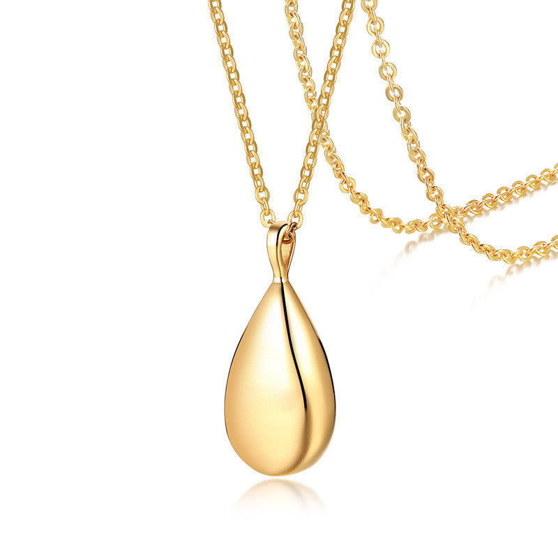 Titanium Steel Drop Shape Urn Pendant Necklace Jewelry