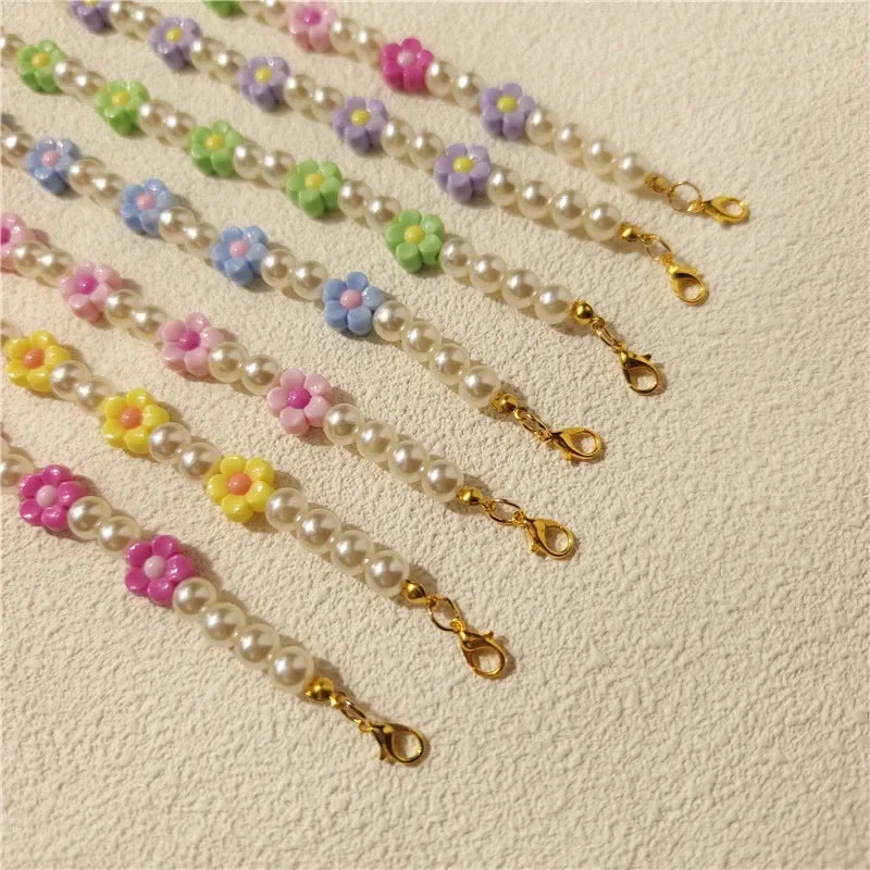 Adjustable Pearl Cat Collar with Flower Charm Fashion Necklace for Small Dogs Puppy Jewelry Accessories Pet Cat Necklace