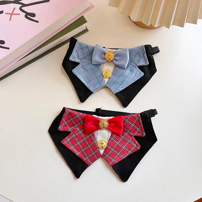 Pet Dog Jewelry Supplies Retro Red Black Blue Shawl Collars For Small Medium Dog Chihuahua Poodle Puppy Dog Cats Bib Accessories