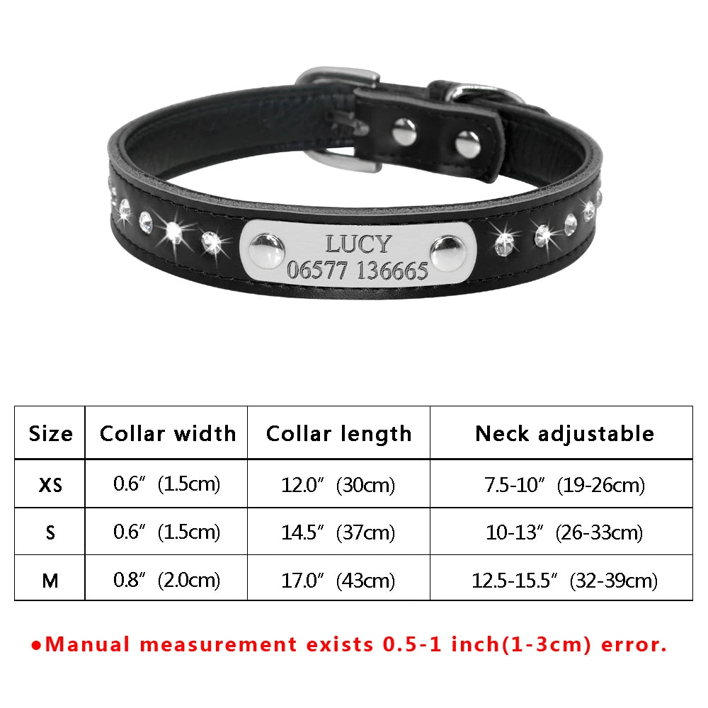 Personalized Cat Collar Bling Rhinestone Small Dog Cats Collars Free Custom Kitten Puppy Nameplate ID Necklace Pet Accessories