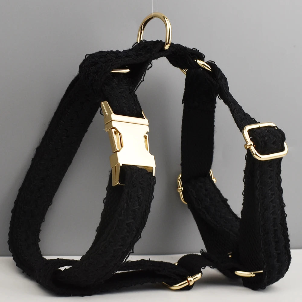 Blace Lace  Dog Collar Personalizd  Custom Engraved Nameplate Pet Wedding Collar Harness For Dogs Dog Accessories Luxury Lace03